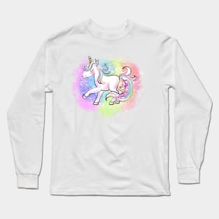 Fairy unicorn with rainbow T shirt Long Sleeve T-Shirt